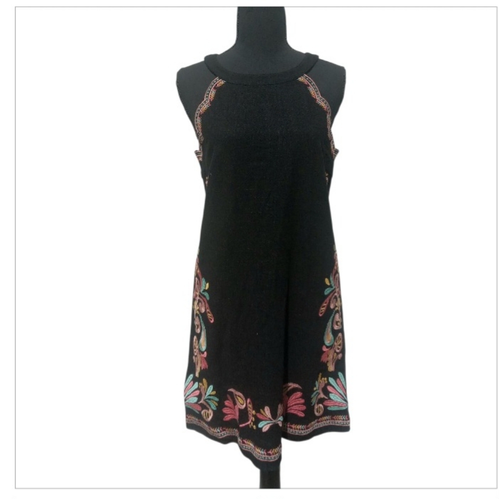 THML Embroidered Halter Neck Dress Women’s Size Small Linen Blend Boho Summer